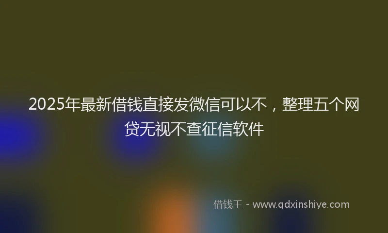 2025年最新借钱直接发微信可以不，整理五个网贷无视不查征信软件