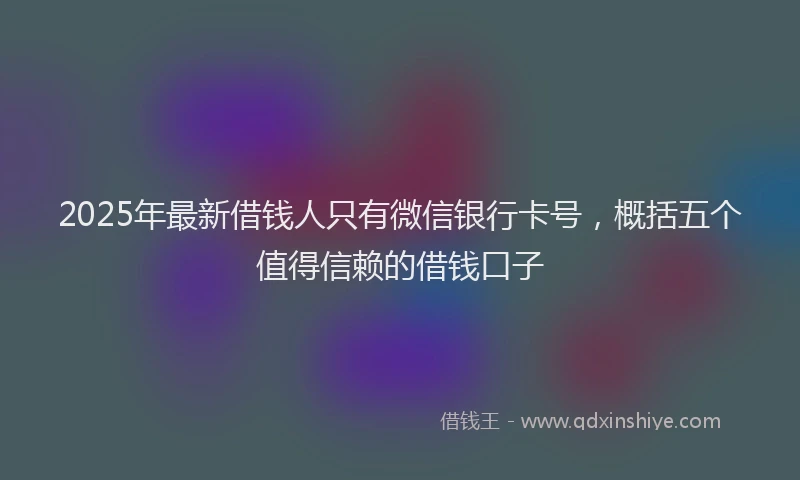 2025年最新借钱人只有微信银行卡号，概括五个值得信赖的借钱口子