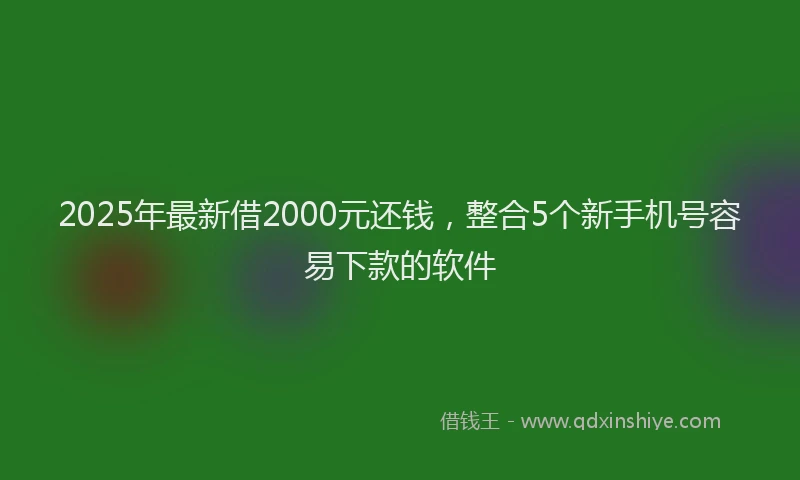 2025年最新借2000元还钱，整合5个新手机号容易下款的软件
