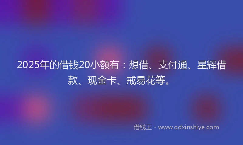2025年的借钱20小额有：想借、支付通、星辉借款、现金卡、戒易花等。