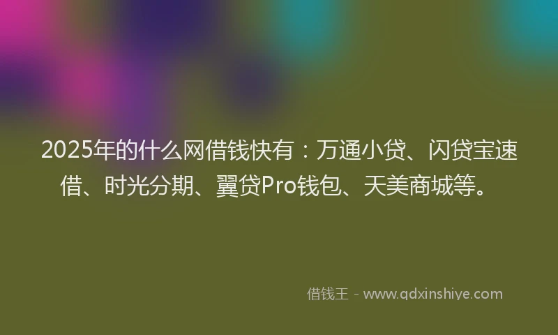 2025年的什么网借钱快有：万通小贷、闪贷宝速借、时光分期、翼贷Pro钱包、天美商城等。