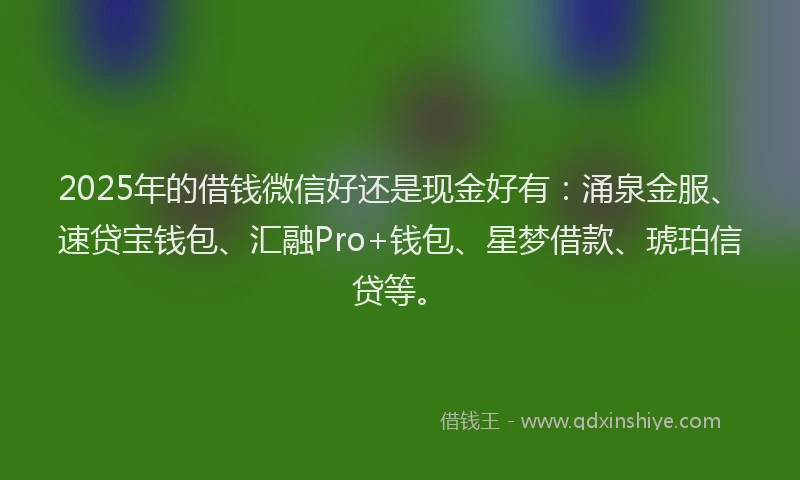 2025年的借钱微信好还是现金好有：涌泉金服、速贷宝钱包、汇融Pro+钱包、星梦借款、琥珀信贷等。
