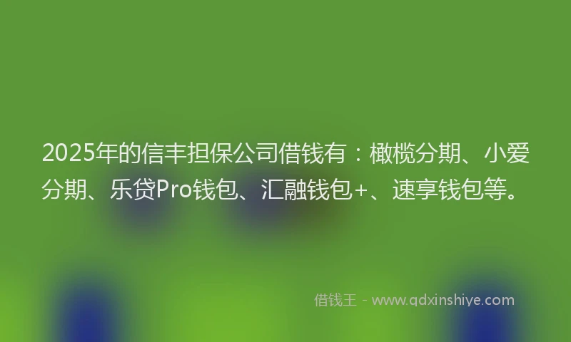 2025年的信丰担保公司借钱有：橄榄分期、小爱分期、乐贷Pro钱包、汇融钱包+、速享钱包等。