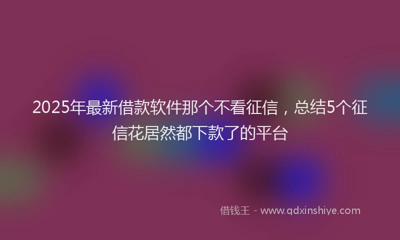 2025年最新借款软件那个不看征信，总结5个征信花居然都下款了的平台