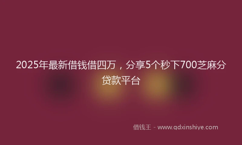 2025年最新借钱借四万，分享5个秒下700芝麻分贷款平台