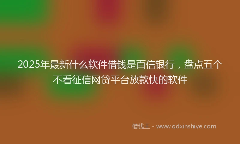 2025年最新什么软件借钱是百信银行，盘点五个不看征信网贷平台放款快的软件
