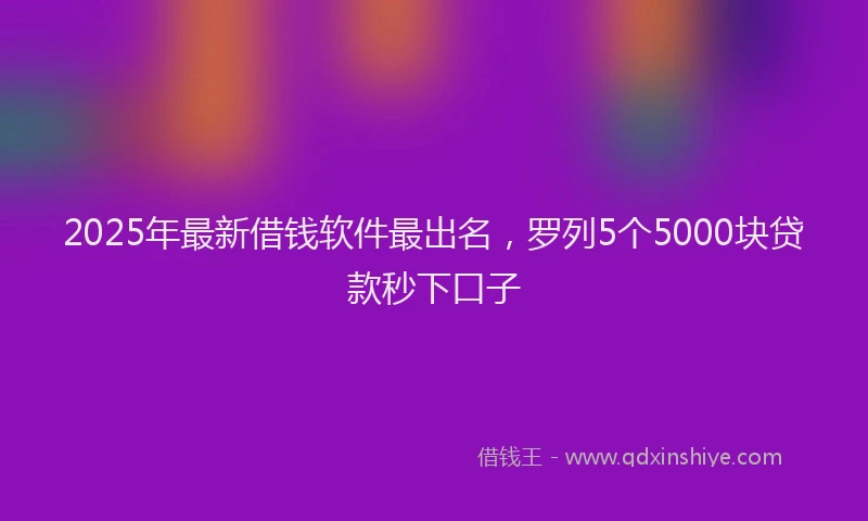 2025年最新借钱软件最出名，罗列5个5000块贷款秒下口子