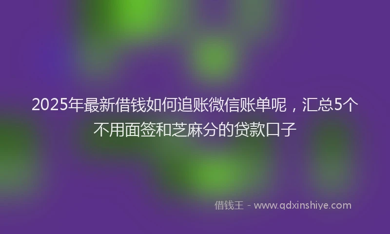 2025年最新借钱如何追账微信账单呢，汇总5个不用面签和芝麻分的贷款口子