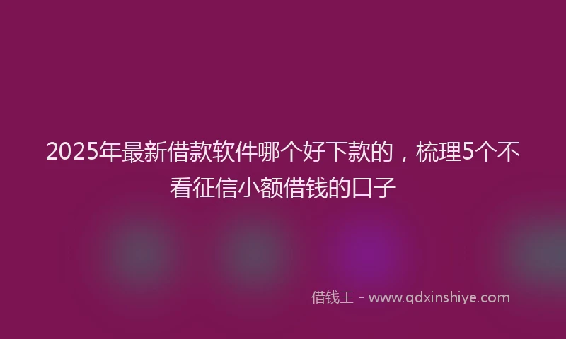 2025年最新借款软件哪个好下款的，梳理5个不看征信小额借钱的口子