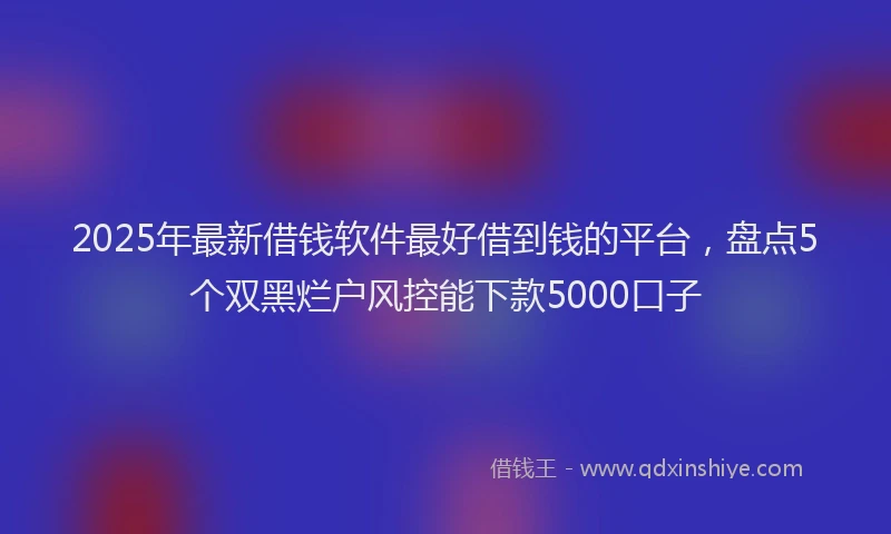2025年最新借钱软件最好借到钱的平台，盘点5个双黑烂户风控能下款5000口子