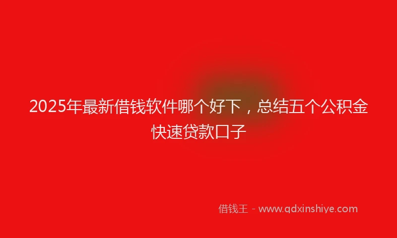 2025年最新借钱软件哪个好下，总结五个公积金快速贷款口子