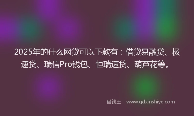2025年的什么网贷可以下款有：借贷易融贷、极速贷、瑞信Pro钱包、恒瑞速贷、葫芦花等。