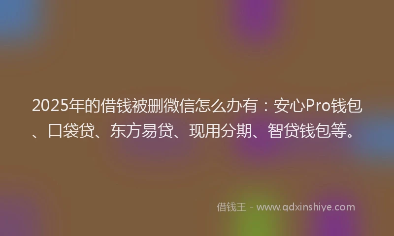 2025年的借钱被删微信怎么办有：安心Pro钱包、口袋贷、东方易贷、现用分期、智贷钱包等。