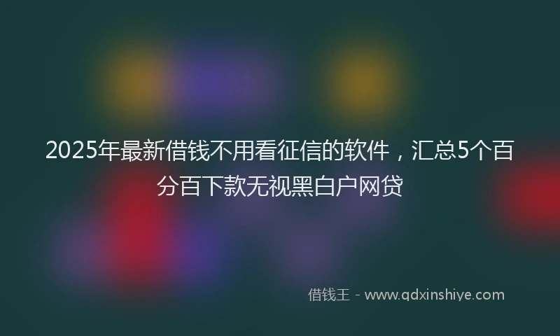 2025年最新借钱不用看征信的软件，汇总5个百分百下款无视黑白户网贷