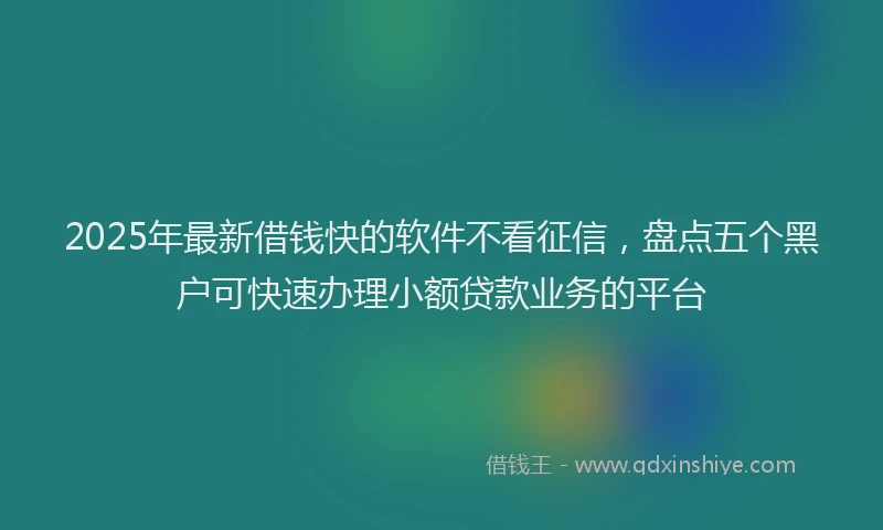 2025年最新借钱快的软件不看征信，盘点五个黑户可快速办理小额贷款业务的平台