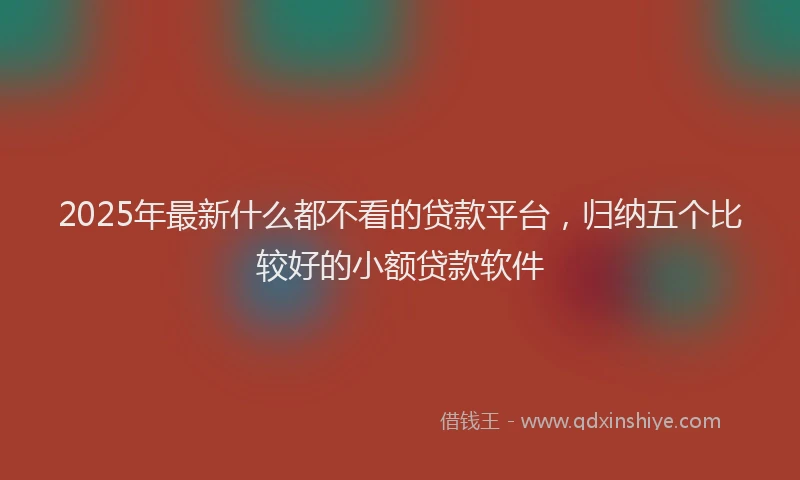 2025年最新什么都不看的贷款平台，归纳五个比较好的小额贷款软件