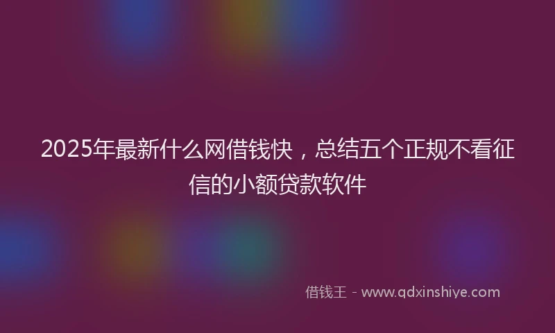 2025年最新什么网借钱快，总结五个正规不看征信的小额贷款软件