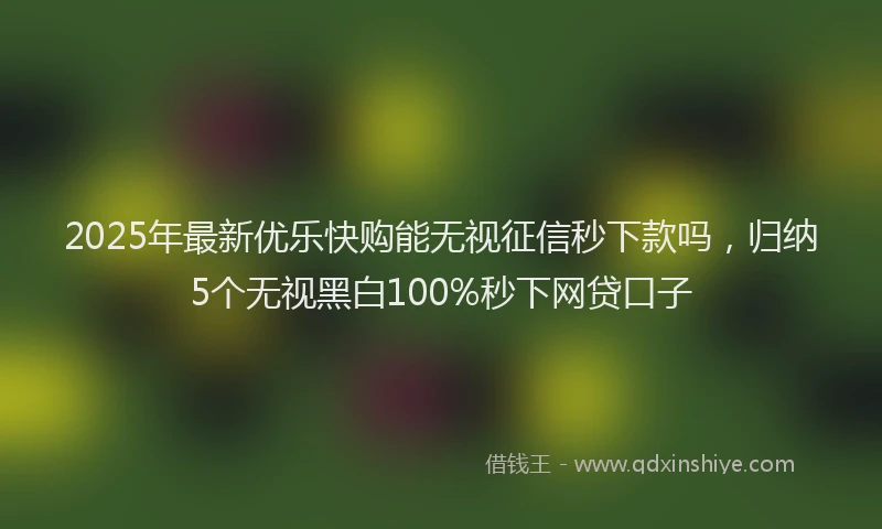 2025年最新优乐快购能无视征信秒下款吗，归纳5个无视黑白100%秒下网贷口子