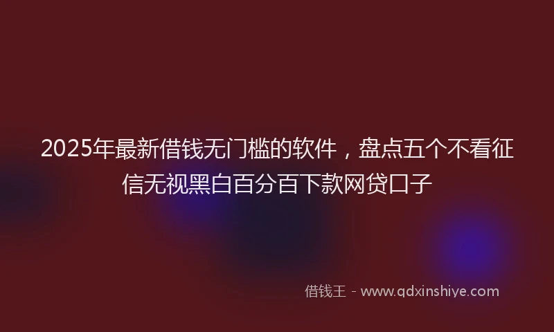 2025年最新借钱无门槛的软件，盘点五个不看征信无视黑白百分百下款网贷口子