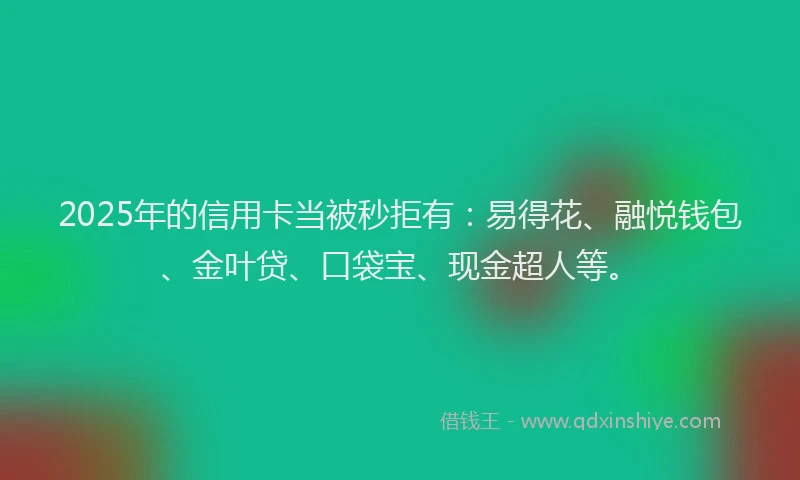 2025年的信用卡当被秒拒有：易得花、融悦钱包、金叶贷、口袋宝、现金超人等。