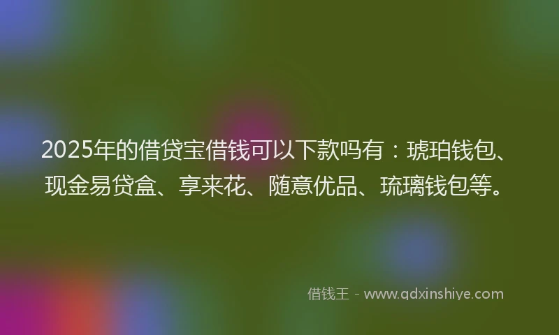 2025年的借贷宝借钱可以下款吗有：琥珀钱包、现金易贷盒、享来花、随意优品、琉璃钱包等。