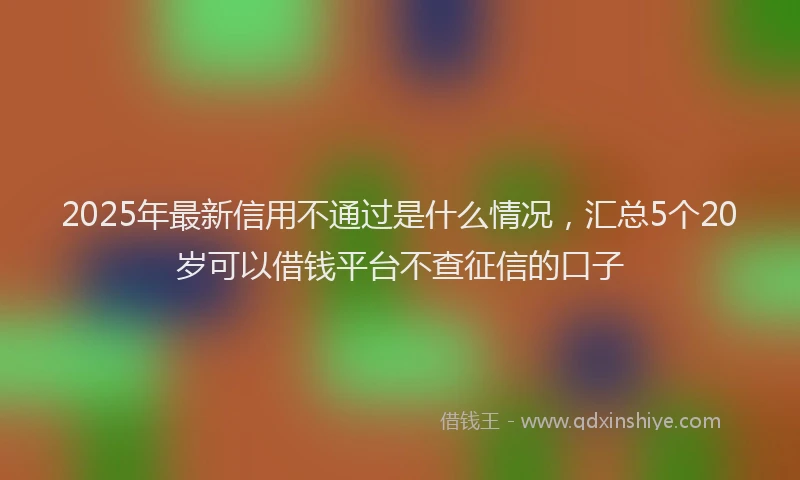 2025年最新信用不通过是什么情况，汇总5个20岁可以借钱平台不查征信的口子