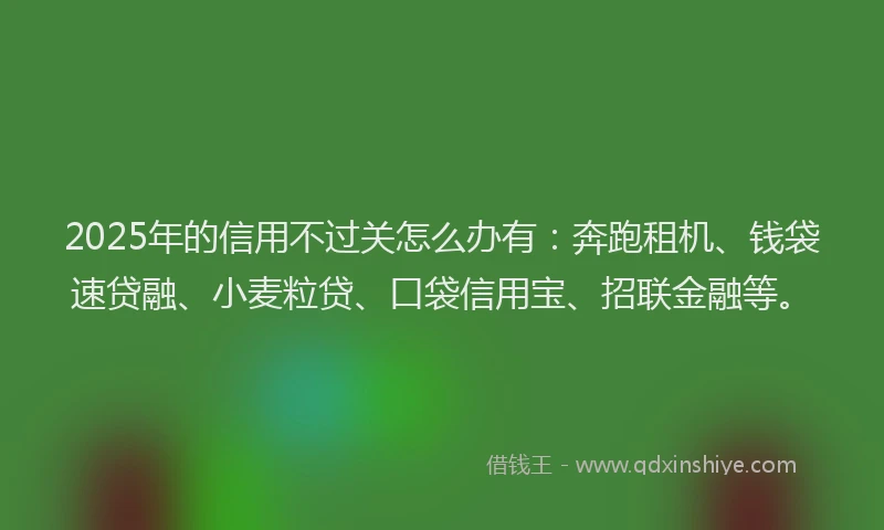 2025年的信用不过关怎么办有：奔跑租机、钱袋速贷融、小麦粒贷、口袋信用宝、招联金融等。