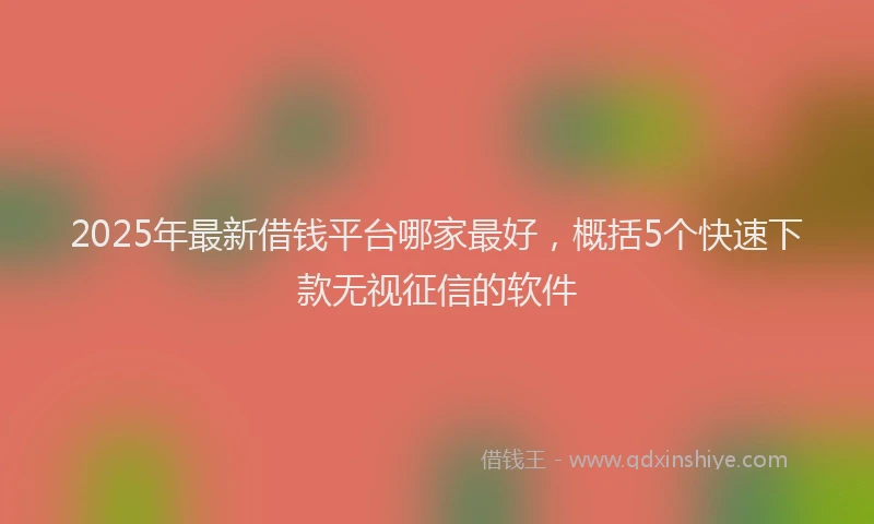 2025年最新借钱平台哪家最好，概括5个快速下款无视征信的软件