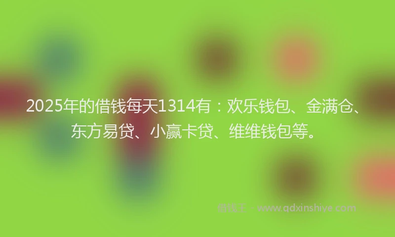 2025年的借钱每天1314有：欢乐钱包、金满仓、东方易贷、小赢卡贷、维维钱包等。