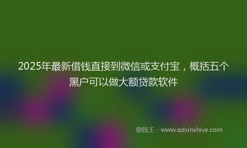 2025年最新借钱直接到微信或支付宝，概括五个黑户可以做大额贷款软件