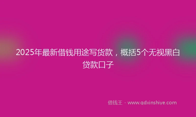 2025年最新借钱用途写货款，概括5个无视黑白贷款口子
