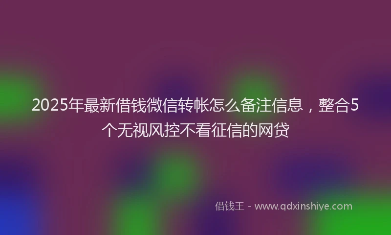2025年最新借钱微信转帐怎么备注信息，整合5个无视风控不看征信的网贷