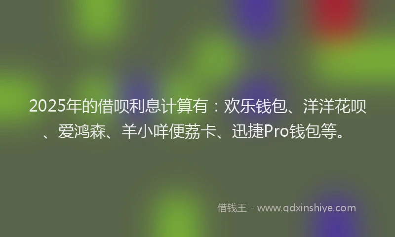 2025年的借呗利息计算有：欢乐钱包、洋洋花呗、爱鸿森、羊小咩便荔卡、迅捷Pro钱包等。