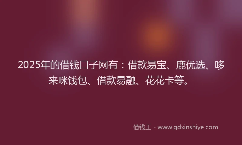 2025年的借钱口子网有：借款易宝、鹿优选、哆来咪钱包、借款易融、花花卡等。