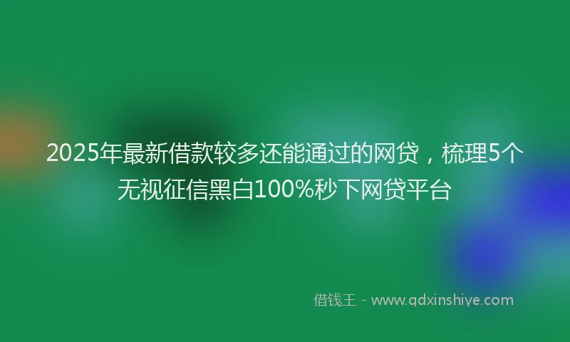 2025年最新借款较多还能通过的网贷，梳理5个无视征信黑白100%秒下网贷平台
