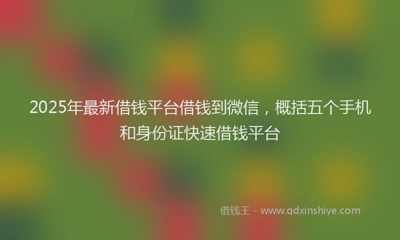 2025年最新借钱平台借钱到微信，概括五个手机和身份证快速借钱平台