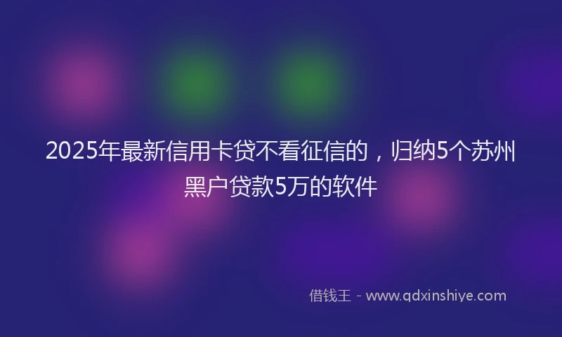 2025年最新信用卡贷不看征信的，归纳5个苏州黑户贷款5万的软件