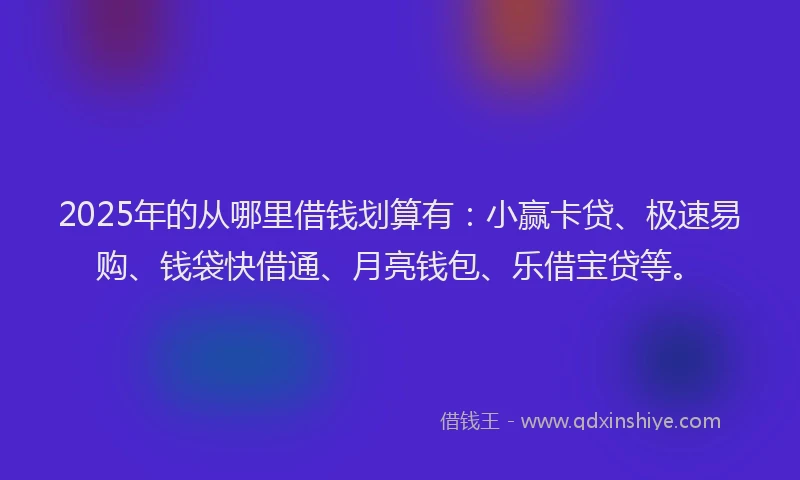 2025年的从哪里借钱划算有：小赢卡贷、极速易购、钱袋快借通、月亮钱包、乐借宝贷等。