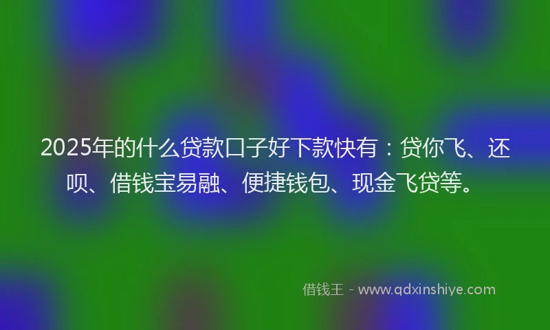 2025年的什么贷款口子好下款快有：贷你飞、还呗、借钱宝易融、便捷钱包、现金飞贷等。