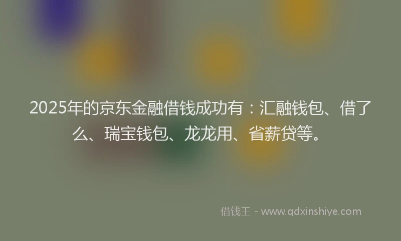 2025年的京东金融借钱成功有：汇融钱包、借了么、瑞宝钱包、龙龙用、省薪贷等。