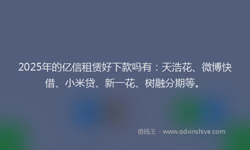 2025年的亿信租赁好下款吗有：天浩花、微博快借、小米贷、新一花、树融分期等。
