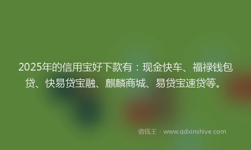 2025年的信用宝好下款有：现金快车、福禄钱包贷、快易贷宝融、麒麟商城、易贷宝速贷等。