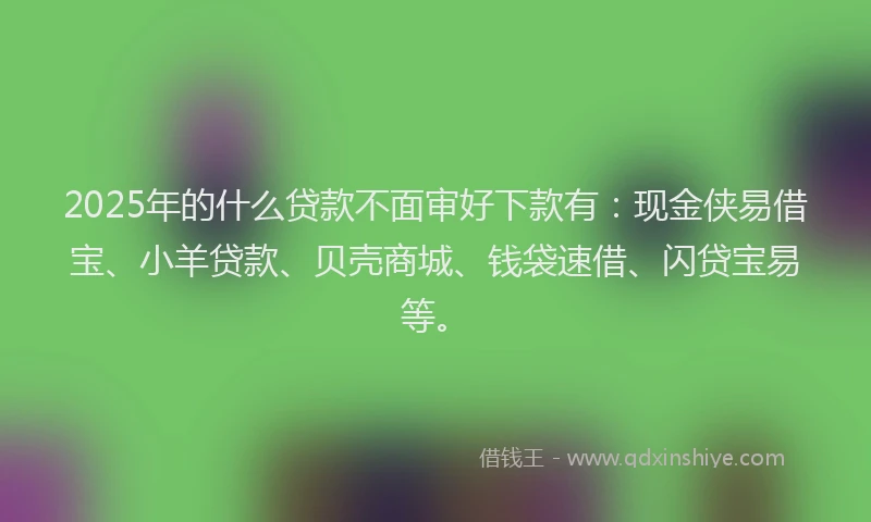 2025年的什么贷款不面审好下款有：现金侠易借宝、小羊贷款、贝壳商城、钱袋速借、闪贷宝易等。