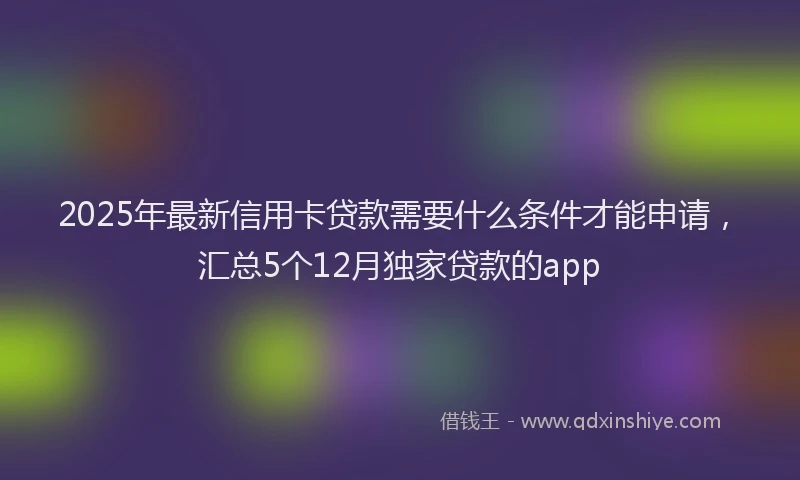 2025年最新信用卡贷款需要什么条件才能申请，汇总5个12月独家贷款的app