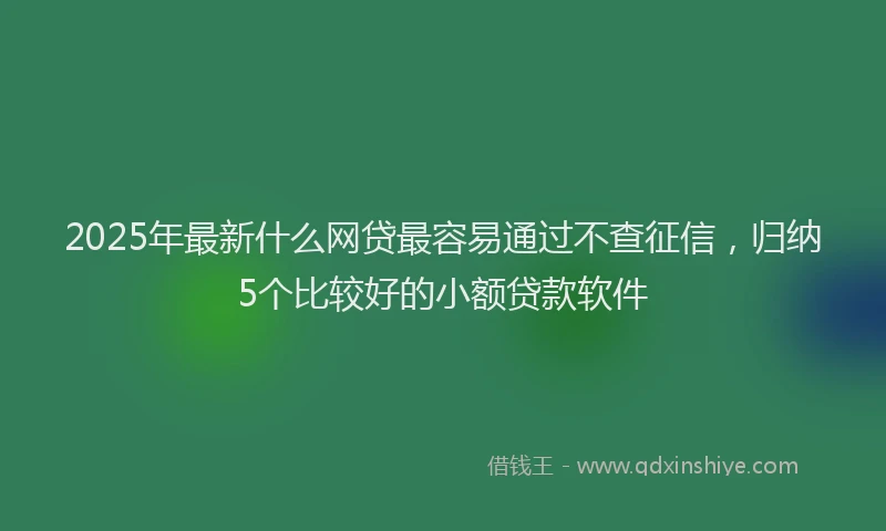 2025年最新什么网贷最容易通过不查征信，归纳5个比较好的小额贷款软件