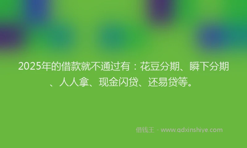 2025年的借款就不通过有：花豆分期、瞬下分期、人人拿、现金闪贷、还易贷等。
