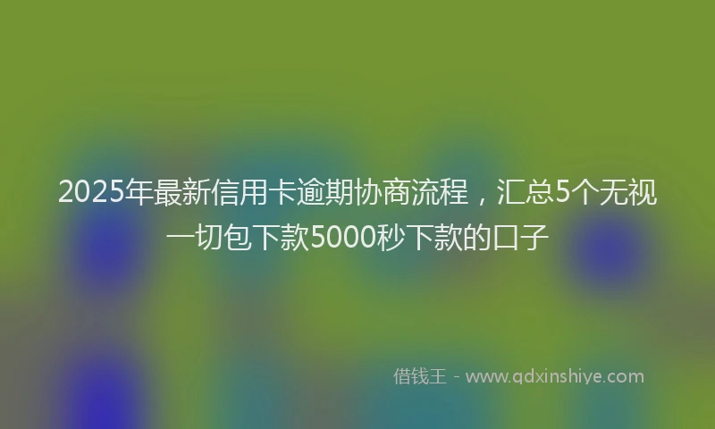 2025年最新信用卡逾期协商流程，汇总5个无视一切包下款5000秒下款的口子
