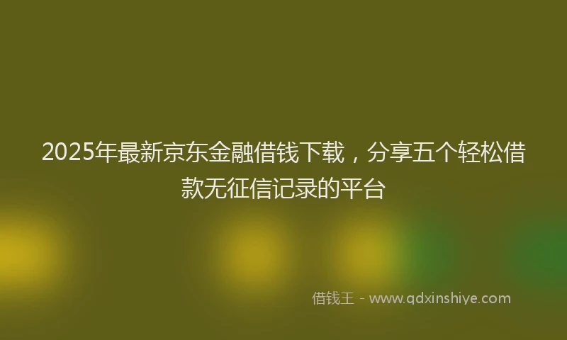 2025年最新京东金融借钱下载，分享五个轻松借款无征信记录的平台