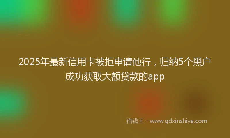 2025年最新信用卡被拒申请他行，归纳5个黑户成功获取大额贷款的app