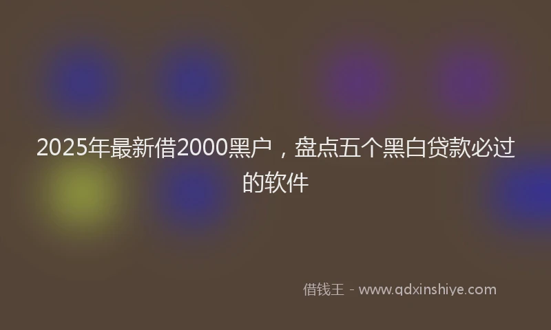 2025年最新借2000黑户，盘点五个黑白贷款必过的软件
